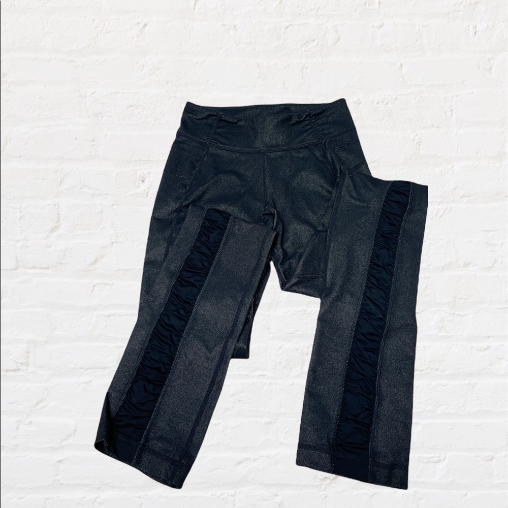 Lululemon blue black mesh front leggings sz 4